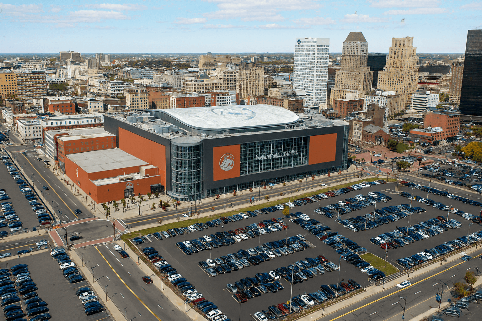 Newark landmark featuring the Prudential Center