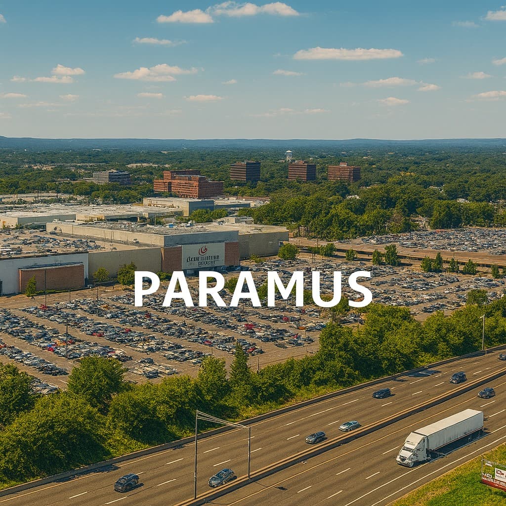 Paramus landmark featuring Garden State Plaza and Route 17 retail corridor